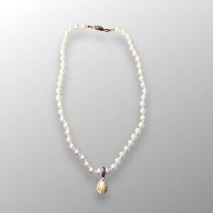 Vintage Faux Pearl Necklace with Baroque Pearl Pendant